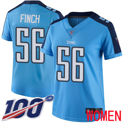 Tennessee Titans Limited Light Blue Women Sharif Finch Jersey NFL Football 56 100th Season Rush Vapor Untouchable